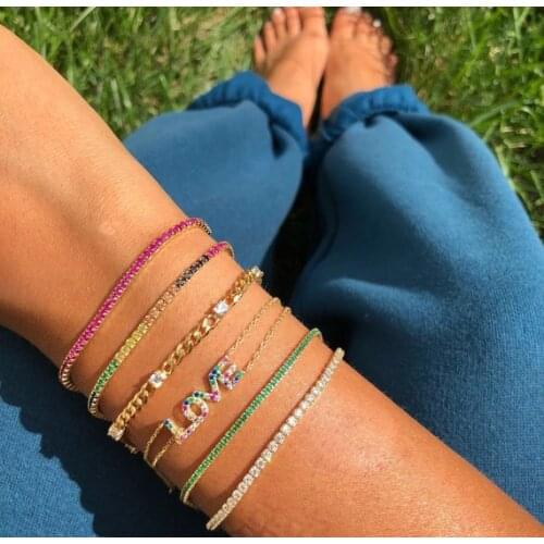 2021 Top Quality Gold Silver Color Luxury Jewelry Open Adjust Size Fashion 3A Round CZ Zirconia Tennis Bracelet Bangle For Women