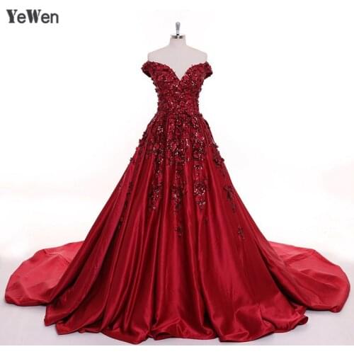 Sexy Burgundy Long Evening Dresses for women elegant 2020 satin Flower Dubai Champagne Party Prom Formal Dress Vestido De Festa