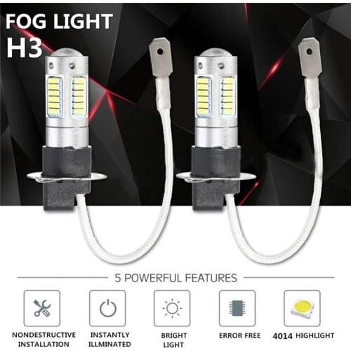 1Pc H3 4014 LED White Fog DRL Light Lamp Bulb DC 12V High Power 550LM 360 Degree Beam Car Headlight Driving Auto Fog Lamp Bulbs
