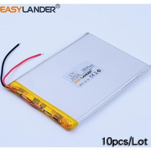 10pcs/Lot 3.7V 3500mAh 5070100 Rechargeable li-Polymer Li-ion Battery For Bluetooth Notebook Tablet PC power bank PDA DVD DIY