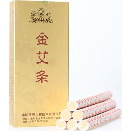 10 Pieces High Quality 18*200mm Golden 35:1 Moxa Sticks for Moxibustion Chinese Traditional Moxibustion Acupuncture Moxa
