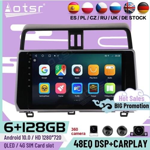 6+128G Carplay Multimedia Stereo Android 10 Player For Toyota Prado 2018 2019 GPS Navigation Auto Car Radio Receiver Head Unit