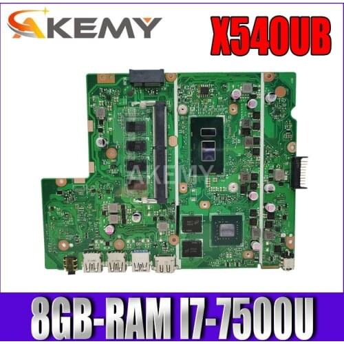 Akemy X540UB Laptop motherboard For Asus X540UB X540UV X540UBR original mainboard 8GB-RAM I7-7500U (V2G) 90NB0IM0-R00050