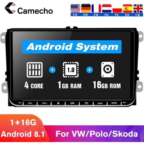 Camecho 9" Android 9.0 2din Car Radio GPS Navigation Player for VW SKODA GOLF Golf 6 POLO PASSAT B5 B6 JETTA Seat Car Autoradio