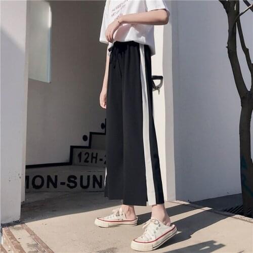 Womens pants Korean summer loose thin sports straight trouser students high waist casual pant 2021 new Oversized Sweatpants