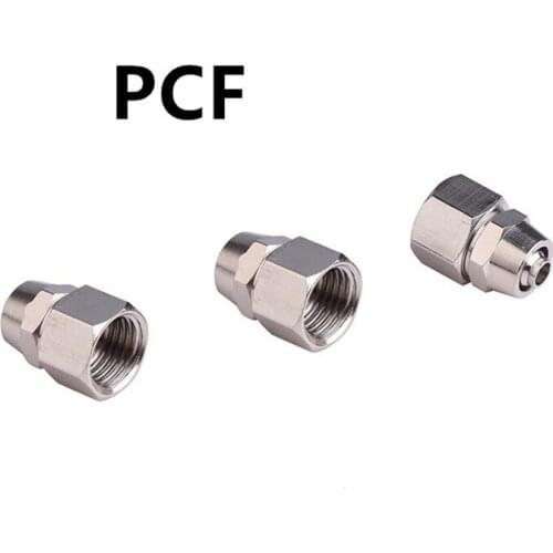 10PCS PCF Quick Connectors Internal Thread Straight Through Copper Material Pneumatic Screw Fitting Gas Hose One Touch Push Into