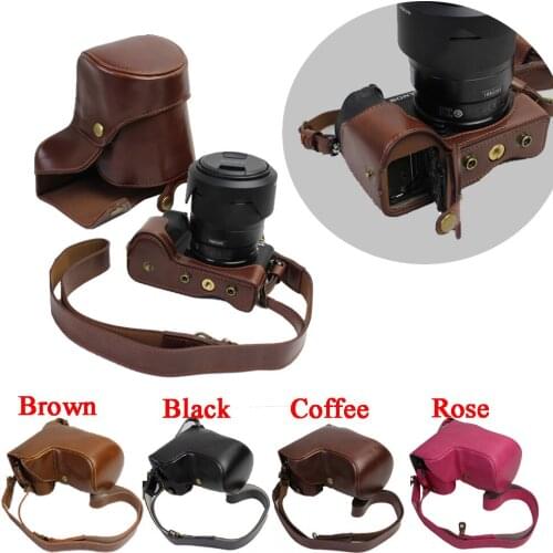 Retro Luxury Pu Leather Camera Video Case bag For Sony A6500 ILCE6500 Camera Cover With Shoulder Strap Open Battery Design