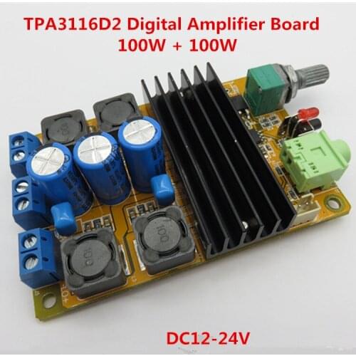 DC10-25V 100W+100W mini TPA3116D2 digital amplifier board With MCU intelligent soft control switch