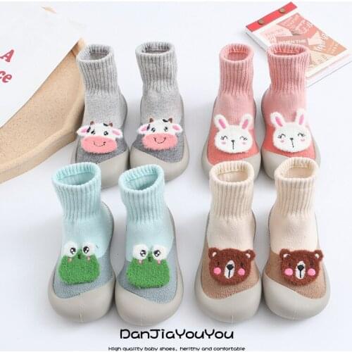 Toddler Indoor Floor Shoes Baby Anti Slip Socks Learning To Walk Cotton Baby Socks With Rubber Soles Infant thick Socks winter