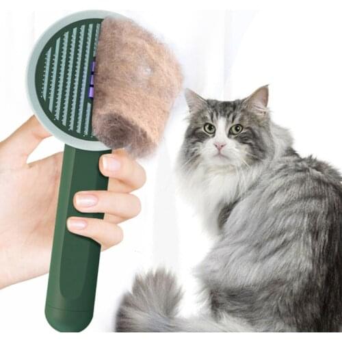 UV Light Sanitizer Wand Pet Neat Self Cleaning Slicker Pet Grooming Brush Effectively Reduces Shedding Short Long Hair