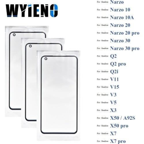 Digitizer LCD Glass For Realme Narzo 10 10A 20 30 Q2 Q2i V11 V15 V3 V5 X3 X50 X7 Pro Touch Screen Sensor Glass lens + With OCA