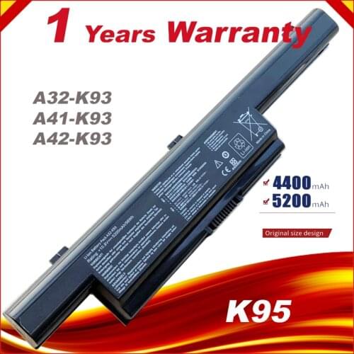 Laptop battery for ASUS A93 A93S A93SM A95 K93 K93S K93SV K95V A32-K93 A41-K93, free shipping