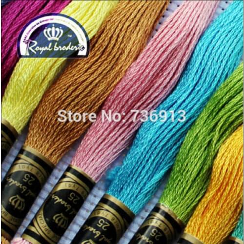 100% Cotton Cross Stitch Royal Floss Thread Yarn Similar DMC 8.7Yard/pcs 6Strands
