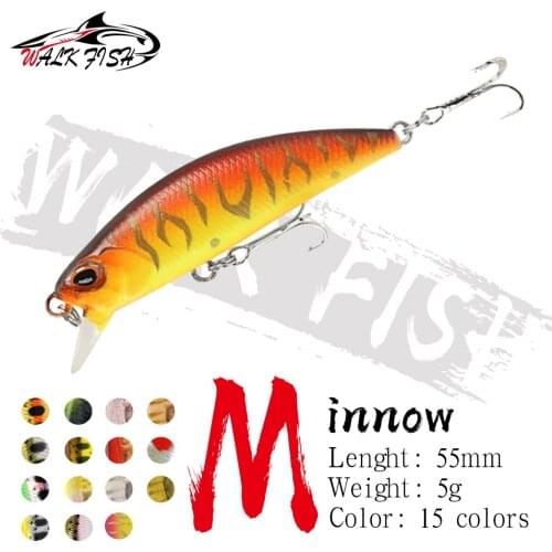 WALK FISH 55MM 5G Minnow Fishing Lure Sinking 3D Eyes Hard Bait Wobbler Artificial Bait Crankbait Winter Sea Fishing Tackle