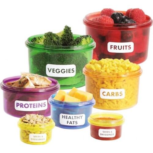 QuickDone 7Pcs/set Portion Control Food Box Prep Storage Container Fitness Workout Meal Eating Plan Plastic Food Storage KC1662