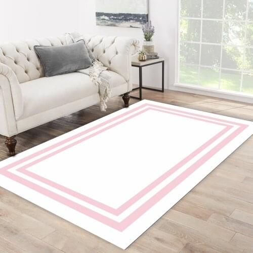 White color pink frame ribbon patterned carpet modern carpet rug free shipping soft textured carpet
