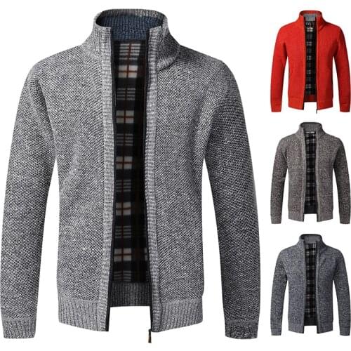 Men autumn and winter sweater cardigan thick warm casual jacket fashion pure color all-match original style sweater coat