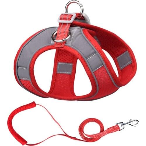 Dog Harness Vest Soft Breathable Mesh Reflective Puppy Kitten Collar Adjustable Choke-Free Chest Strap