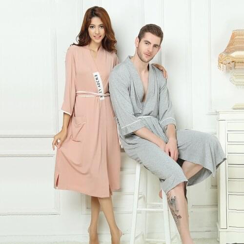 Bamboo Mens Robe Bamboo Stain Bathrobe Men Sleepwear Modern Style Nightgown Satin Soft For Sleep Valentines Day Summer