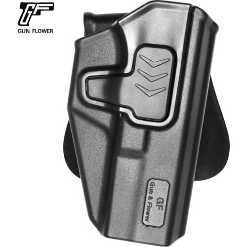 Gun&Flower Military Conceal Carry Index Release Pistols Pouch OWB Polymer Holster with Paddle G17/22/31