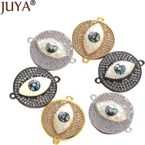 JUYA Abalone Sheell Connectors CZ Charms Evil Eyes Pendants for DIY Woman Bracelet Necklace Accessories Jewelry Making Supplies