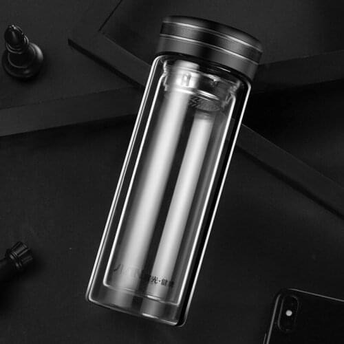 Portable Transparent Glass Cup Double-layer Thickened Office Water Cup with Lid and Filter Cup Tea Cup Water Bottle Tumbler Cup