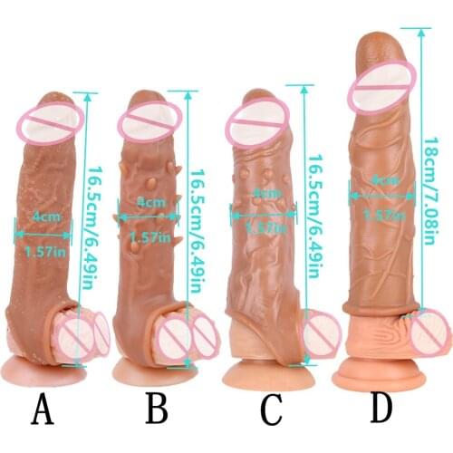 Realistic Condoms For Men Reusable Penis Sleeve For Male Extender Dildo Enhancer Enlargement Condom Male Cock Sex Toys