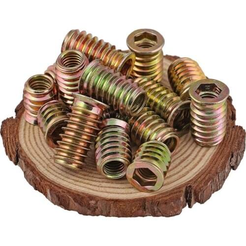 10/5Pcs M46 M8 M10 carbon steel Thread For Wood Insert Nut Flanged Hex Drive Head Furniture Nuts