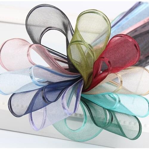 10Yards Two sides Shiny Silk Organza Ribbon for gift wrapping decoration Christmas silk ribbons lace fabric 25/40mm