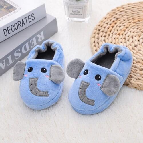 Children indoor slippers baby girls cotton shoes autumn/winter boys cartoon plush slippers fashion warming non-slip shoes