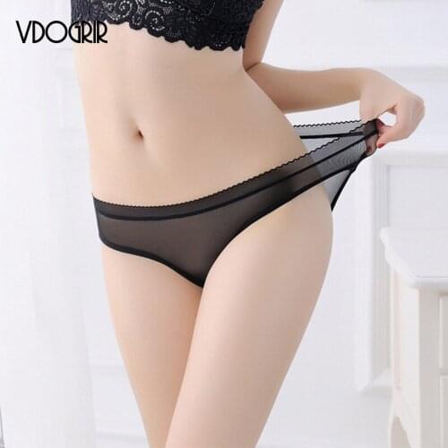 VDOGRIR New Sexy Women Thin Transparent Briefs Thongs Female Underwear Womens Panties Lace Low Waist Lingerie Seamless G-String