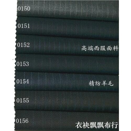High-End Wool Suit Fabric Dark Gray Dark Blue Dark Blue Black Striped Worsted Wool Suit Pants Suit