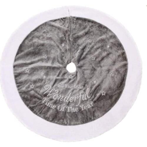 Christmas Tree Skirt, 48Inch Luxury Faux Fur Tree Skirt Large Grey Super Soft Tree Skirt for Xmas Holiday Decorations