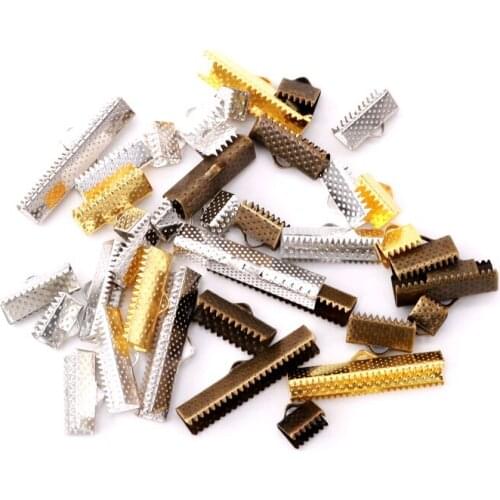 500pcs 6mm/8mm Silver Clasps Cord End Caps String Ribbon Leather Clip Necklace Bracelet Connector for Jewelry Making Supplies