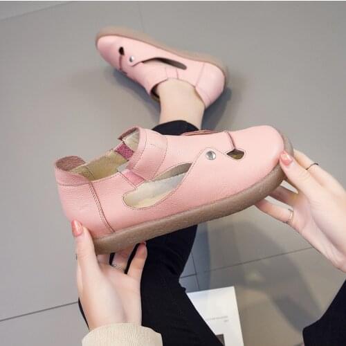 Tilocow Genuine Leather Womens Loafers Shoes For Women Elastic Band With Metal Decoration Flats Woman Sports Breathable Shoes