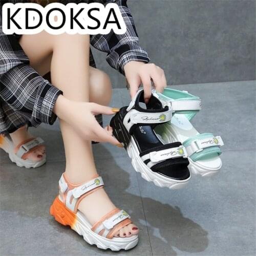 Womens Sandal Fairy 2021 New Platform Trifle Student Sportswear Sandal Velcro for Women