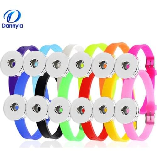 10pcs/lot Wholesale Mix Color 18mm Silicone Snap Button Bracelet Fit 18mm Snap Button Charms Jewlry LSNB08