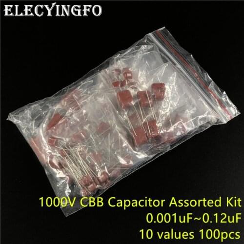 100V 0.01uf~10uf CBB metal film capacitors Assortment Kit 12 values 94pcs 0.1uF 0.22uF 0.33uF 0.47uF 1uF 2.2uF 4.7uF