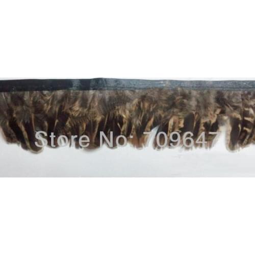 2Yards/Lot Height 5.0cm Pretty Hen Ringneck Pheasant Feather Fringe Nature Black Leopard Colour Feather Trim,Feather lace