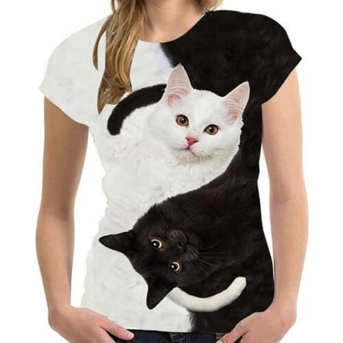 2021 Cool New MenS And Womens T Shirt Two Cats Printed 3d Summer Casual Jacket Short Sleeve O Collar Xxs-6xl