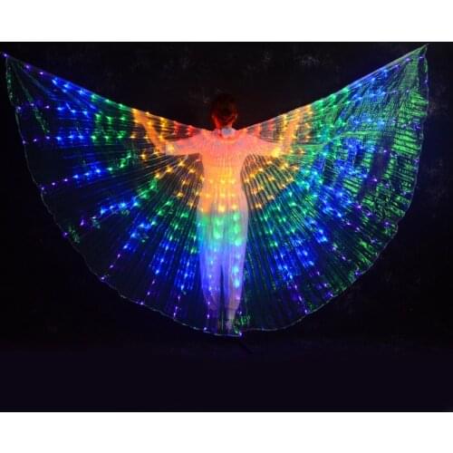 360 degree Belly Dance Isis Wings LEDs Belly Dancing Props Wings Battery Powered Bellydance Accessory for Stage Performance