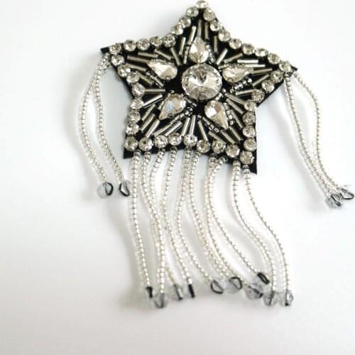 3D Tassel star rhinestone beaded Patches for clothes Sew on sequin parches badge Applique embroidered parches bordados para