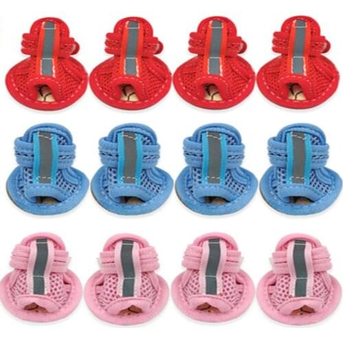 4pcs/lot Hot Sale Spring Summer Breathable Soft Mesh Dogs Sandals Casual Anti-Slip Small Dog Shoes Cute Pet Shoes