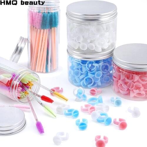 50/100 Eyelash Extension Accessory Set Crystal Eyebrow Brush Eyelash Mascara Wand Glue Ring Beauty Makeup tools Lash Accessories