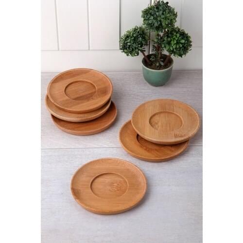 Queens Kitchen Bamboo Lux 6 Pcs Round Tea Plate