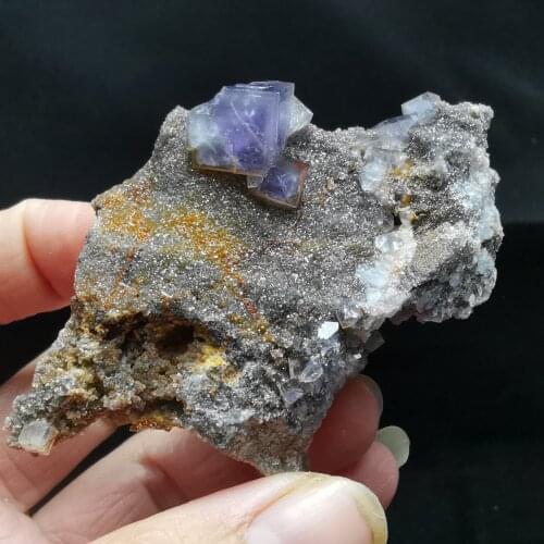 68gNatural rare window purple fluorite mineral specimen healing home decoration CRYSTAL QUARTZ GEM