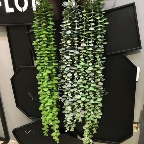 85 cm 8 Fork Large Artificial Eucalyptus Leaves Long Vine Plastic Green Wall Hanging Plants Hotel Wedding Home Decor Art Props
