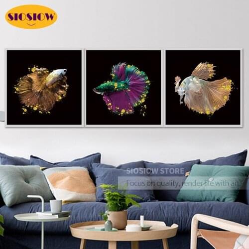 Full Square Drill 5D DIY Diamond Painting Colorful Fish Daimond Embroidery Mosaic Cross Stitch Rhinestone Home Decoration Gift