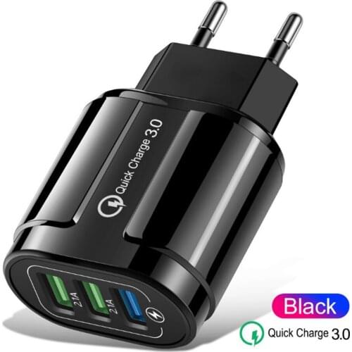 3A Fast Charge 3.0 USB Charger For iPhone 12 Pro EU Wall Mobile Phone Charger Adapter QC3.0 Fast Charging For Samsung Xiaomi