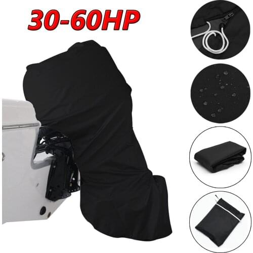 56.69 inch 600D black boat full outboard engine cover, used for 30-60 hose power motor waterproof